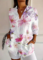 Calla | Blusa Feminina Algodão Estampada Botões