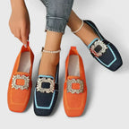 Marlow | Mocassins Femininos Bico Quadrado com Tira Decorativa