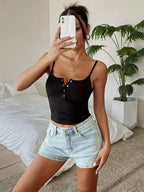 Blusa Cropped | Verão Coreano Corset Y2K | Alças Sexy Slim