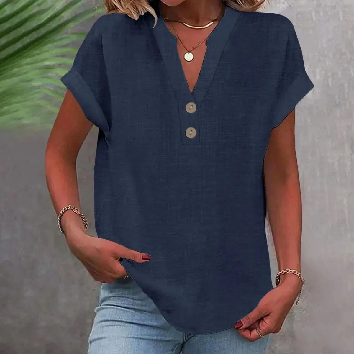 Ottoline | Mulher Camisa Linho Decote V