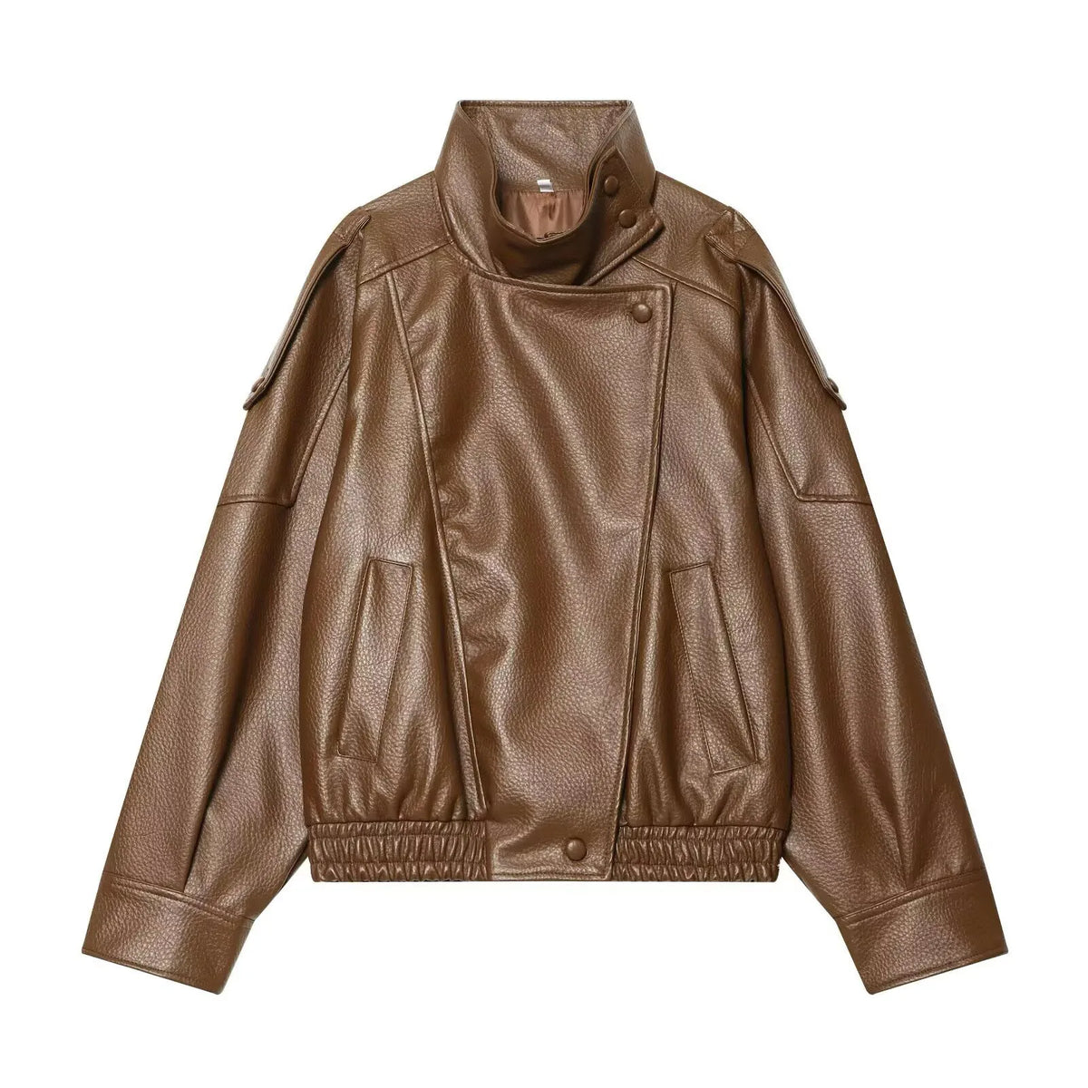 Jaqueta Feminina | Couro Sintético Preto, Oversized Streetwear
