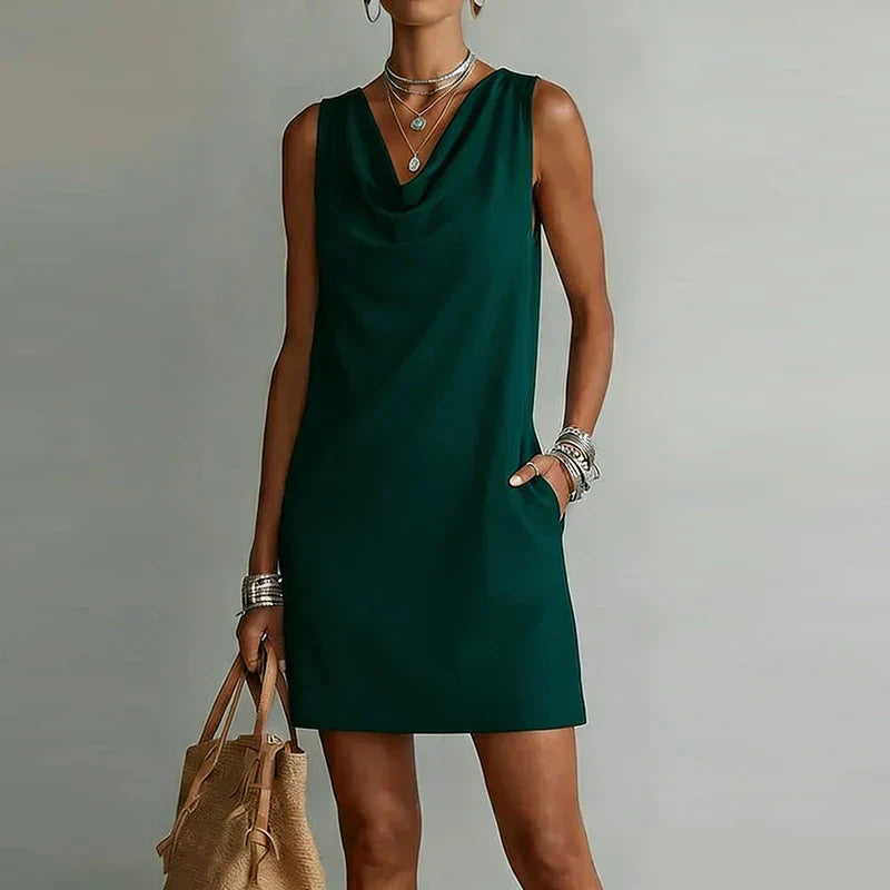 Ottoline | Vestido Mini Feminino Decote Drapeado
