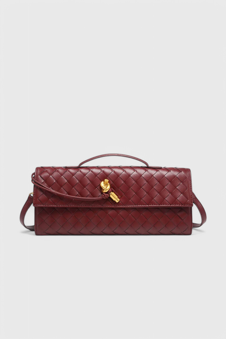 Tindra | Bolsa Clutch Baguette Feminina Nó Dourado
