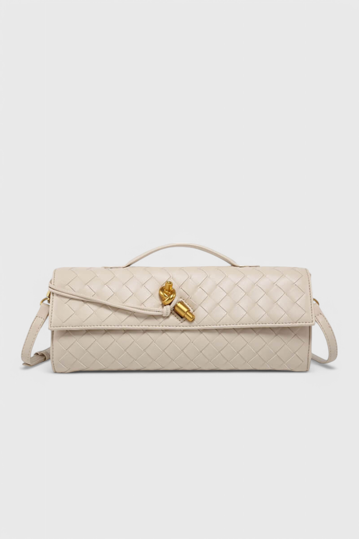 Tindra | Bolsa Clutch Baguette Feminina Nó Dourado