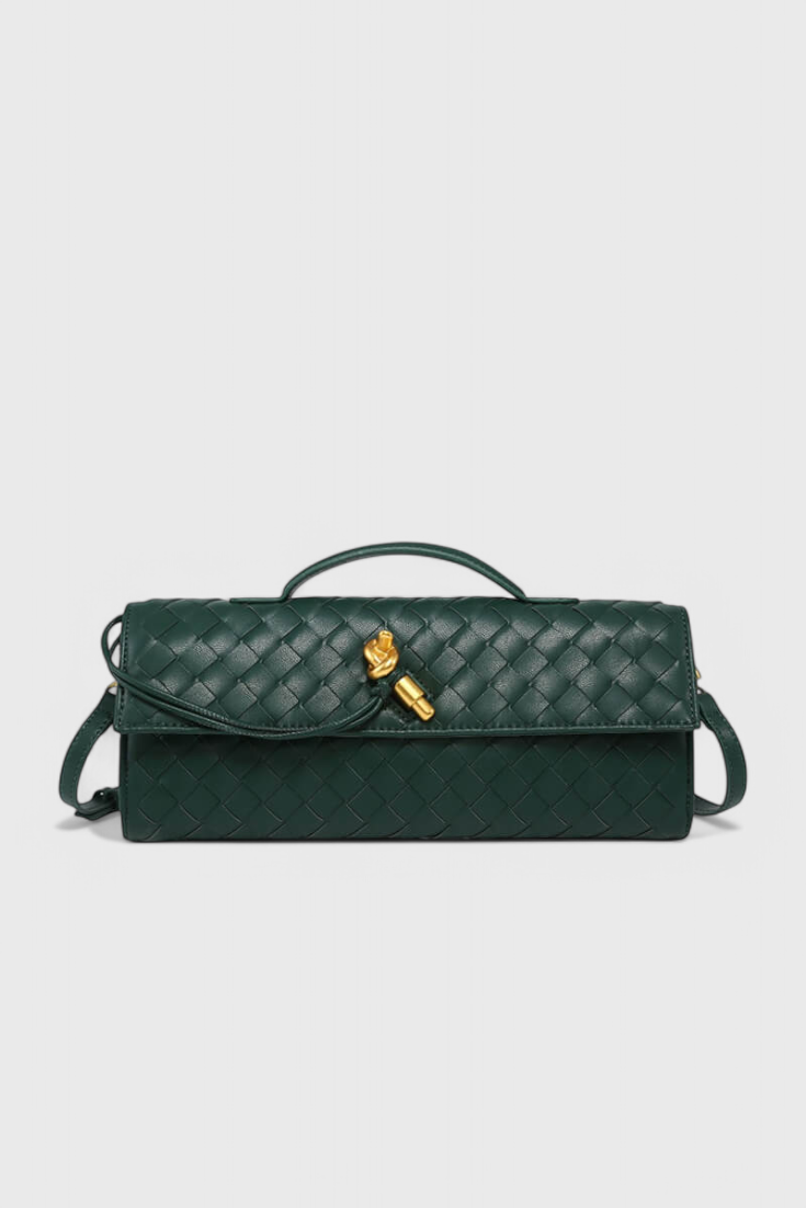 Tindra | Bolsa Clutch Baguette Feminina Nó Dourado