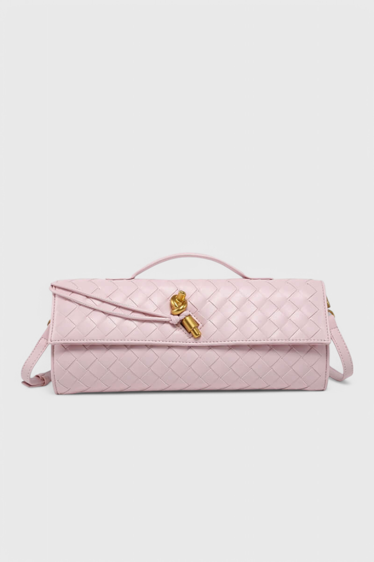 Tindra | Bolsa Clutch Baguette Feminina Nó Dourado