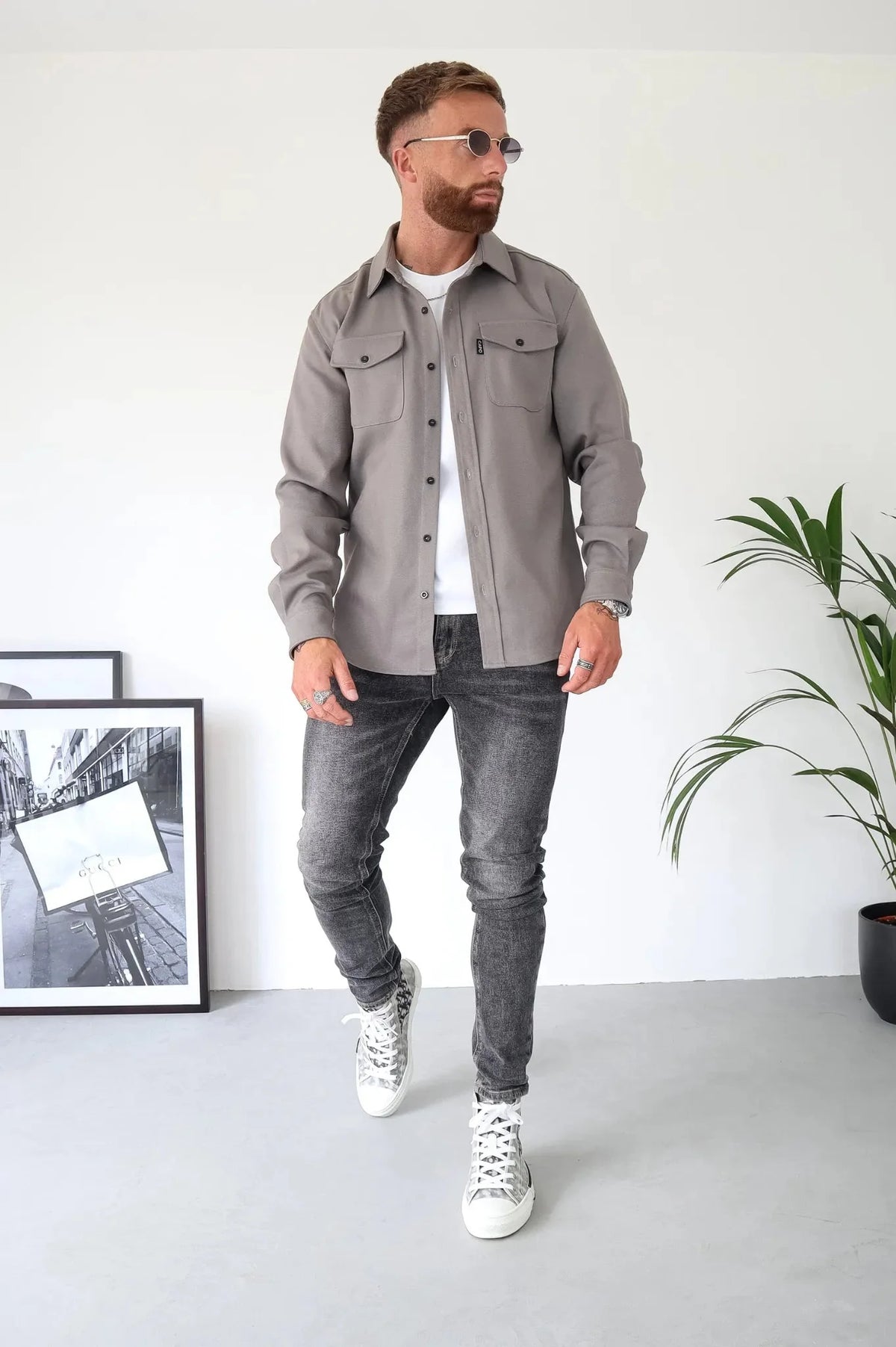 Xanthe | Camisa Jaqueta Masculina com Bolsos no Peito