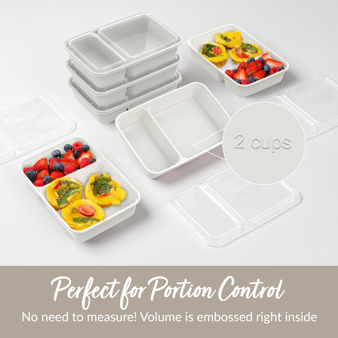 Marlow | Recipientes Alimentares Reutilizáveis | Conjunto 20 Peças, 2 Compartimentos | Sem BPA