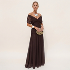 Vestido Comprido Mulher | Decote em V, Cintura Definida | Fluido