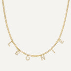Edith | Colar com Letra Zircônia Estilo Elo Cubano Personalizável