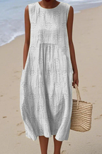 Embla | Vestido Midi Feminino sem Mangas com Bordado