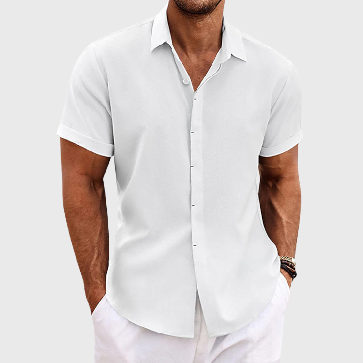 Luna | Camisa de Linho Masculina Manga Curta