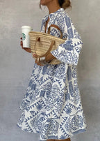 Vestido Longo Feminino Floral Decote em V Boho