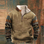 Cora | Homem Fleece Pullover Western Meio Zíper