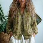 Selene | Blusa Feminina Linho Manga Longa Botões