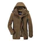 Homem Parka Inverno Forrada Fleece com Capuz