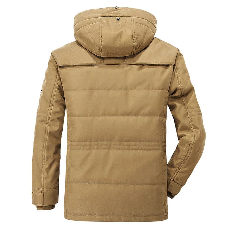 Homem Parka Inverno Forrada Fleece com Capuz