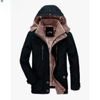 Homem Parka Inverno Forrada Fleece com Capuz