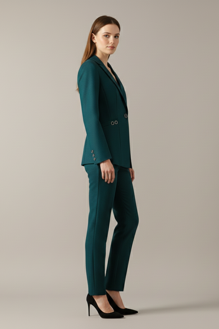 Conjunto Feminino Blazer e Calça Reta Botão