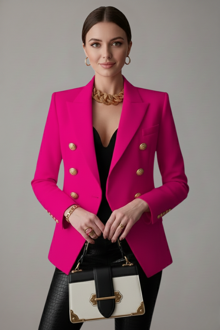 Ximena | Mulher Blazer Duplo Abotoamento Botões Dourados