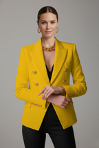 Ximena | Mulher Blazer Duplo Abotoamento Botões Dourados