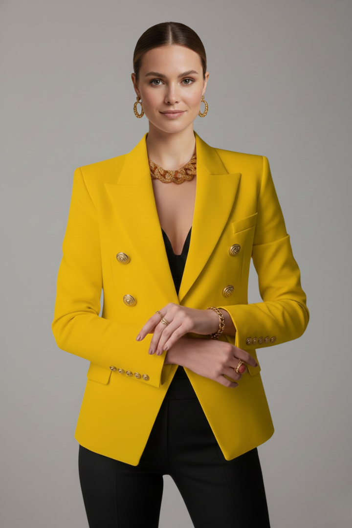 Ximena | Mulher Blazer Duplo Abotoamento Botões Dourados