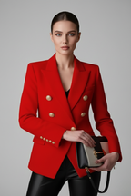 Ximena | Mulher Blazer Duplo Abotoamento Botões Dourados