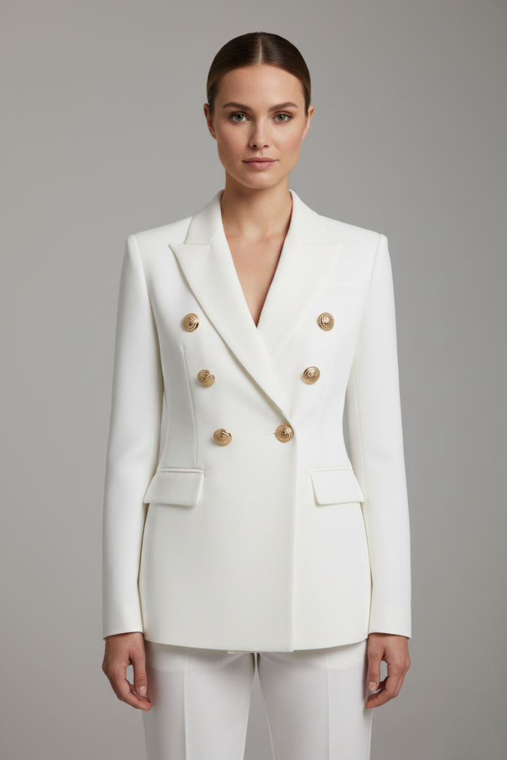Ximena | Mulher Blazer Duplo Abotoamento Botões Dourados