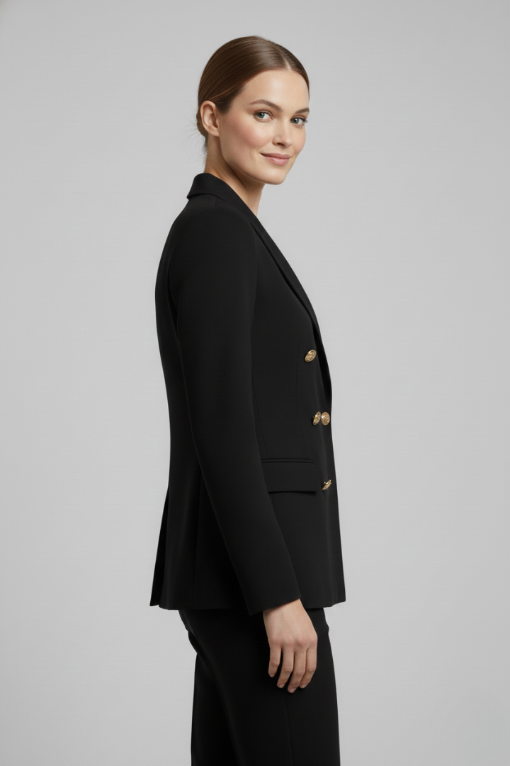 Ximena | Mulher Blazer Duplo Abotoamento Botões Dourados