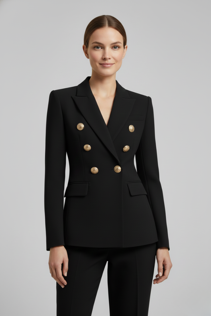 Ximena | Mulher Blazer Duplo Abotoamento Botões Dourados