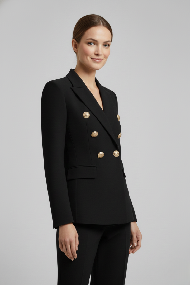 Ximena | Mulher Blazer Duplo Abotoamento Botões Dourados