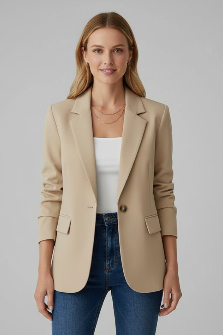 Ondine | Mulher Blazer Lapela Entalhada Botão Único