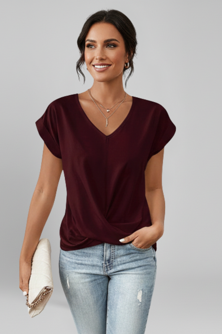 Quinn | Blusa Feminina Decote V Manga Curta