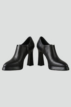 Ottoline | Mulher Couro Scarpin Plataforma Salto Bloco Zíper Lateral
