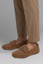 Cora | Mocassins Femininos Forro Polar Slip On Corrente
