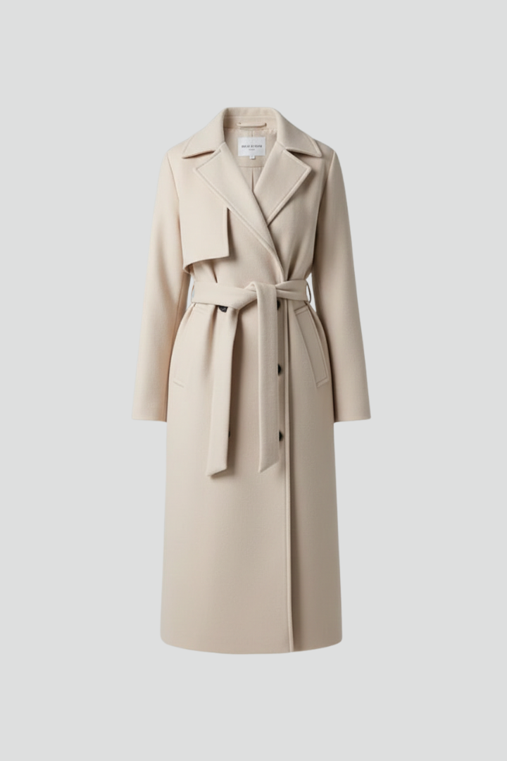 Bexcellent | Casaco Longo Feminino Duplo Abotoamento com Cinto