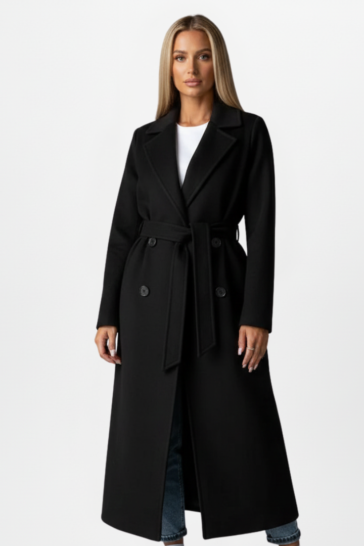 Bexcellent | Casaco Longo Feminino Duplo Abotoamento com Cinto