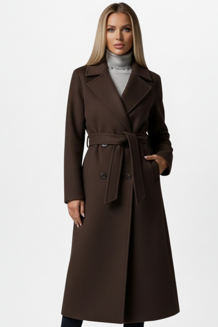 Bexcellent | Casaco Longo Feminino Duplo Abotoamento com Cinto