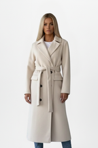 Bexcellent | Casaco Longo Feminino Duplo Abotoamento com Cinto
