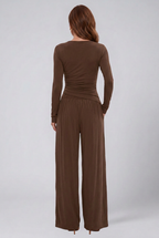 Luna | Conjunto Feminino 2 Peças Top Wrap Calça Wide Leg