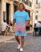 Conjunto Homem Verão | T-shirt e Calções Respirável, 2 Peças