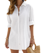 Camisa de Praia Mulher | Mangas Longas Ajustáveis | Tecido Leve