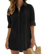 Camisa de Praia Mulher | Mangas Longas Ajustáveis | Tecido Leve
