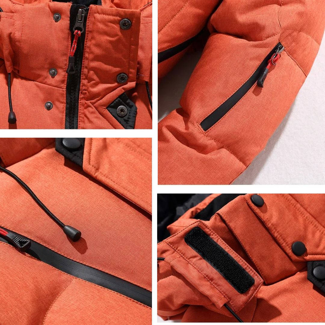 Homem Parka de Inverno Impermeável Corta-vento com Plumas