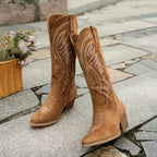 Marlow | Botas Femininas Cano Médio Estilo Western Cowboy Salto Bloco
