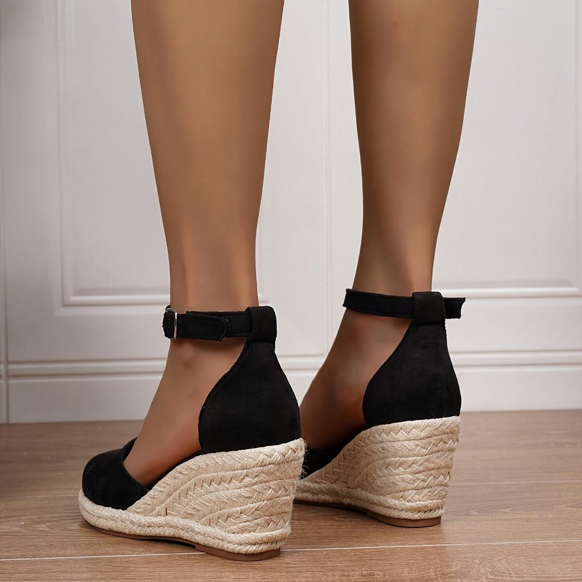 Anouk | Sandálias Anabela Femininas com Fivela no Tornozelo