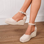 Anouk | Sandálias Anabela Femininas com Fivela no Tornozelo