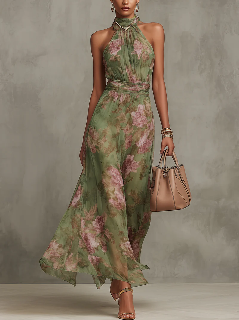 Wynne | Vestido Maxi Floral Halter Feminino