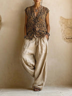 Liora | Conjunto Feminino 3 Peças Wide Leg Fluido