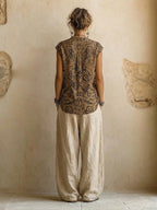 Lux | Conjunto 3 Peças Feminino Algodão Linho Calça Wide Leg